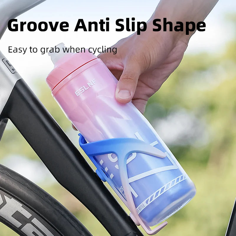 Insulated Cycling Water Bottle Gradient Color Road Bicycle Bottle 610ML Big Capacity Keep Cold MTB Kettle Bike Accessories