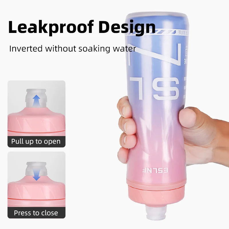 Insulated Cycling Water Bottle Gradient Color Road Bicycle Bottle 610ML Big Capacity Keep Cold MTB Kettle Bike Accessories